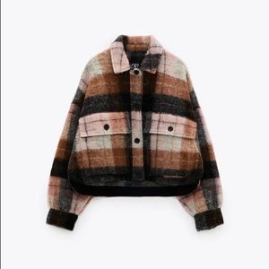 ZARA Cropped Plaid Overshirt
